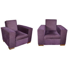 Pair of large and comfortable Adnet armchairs